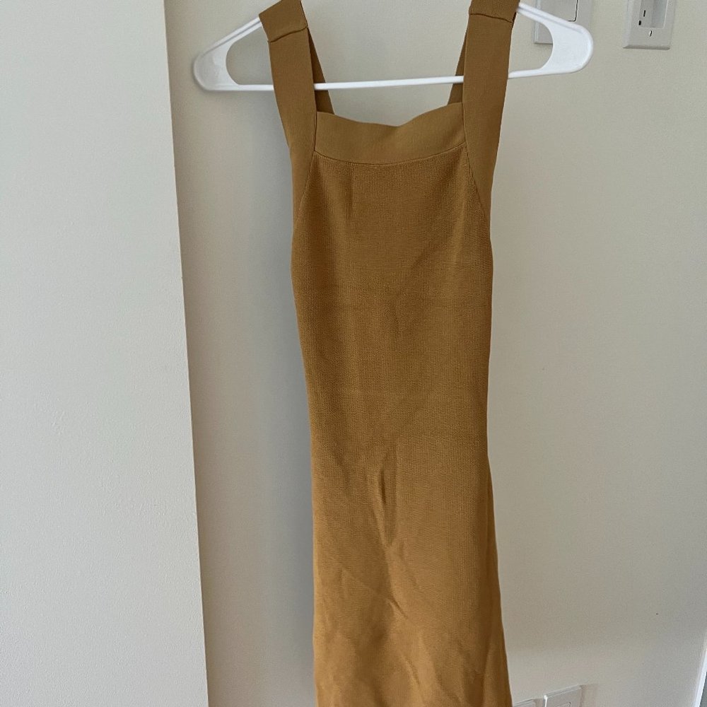 Mustard Urban Outfitters Ponte Bodycon Dress with Back bow